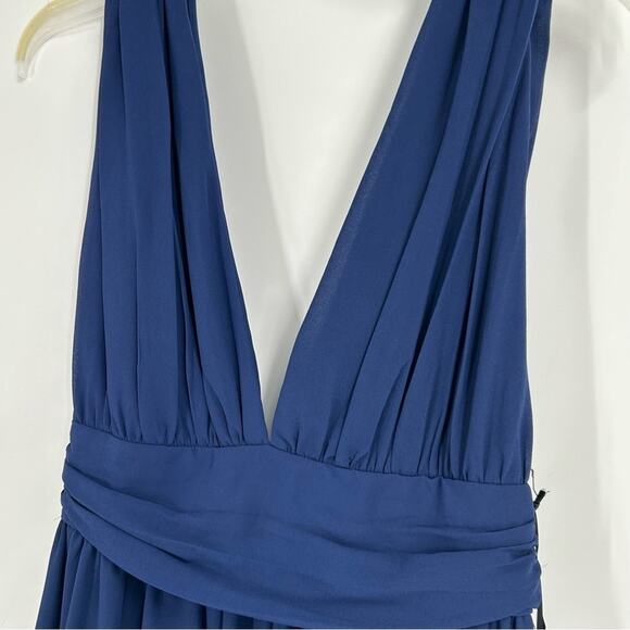 NWT Lulu's Heavenly Hues Maxi Dress Navy Blue Size M High Leg Slit Party Wedding - Picture 9 of 12